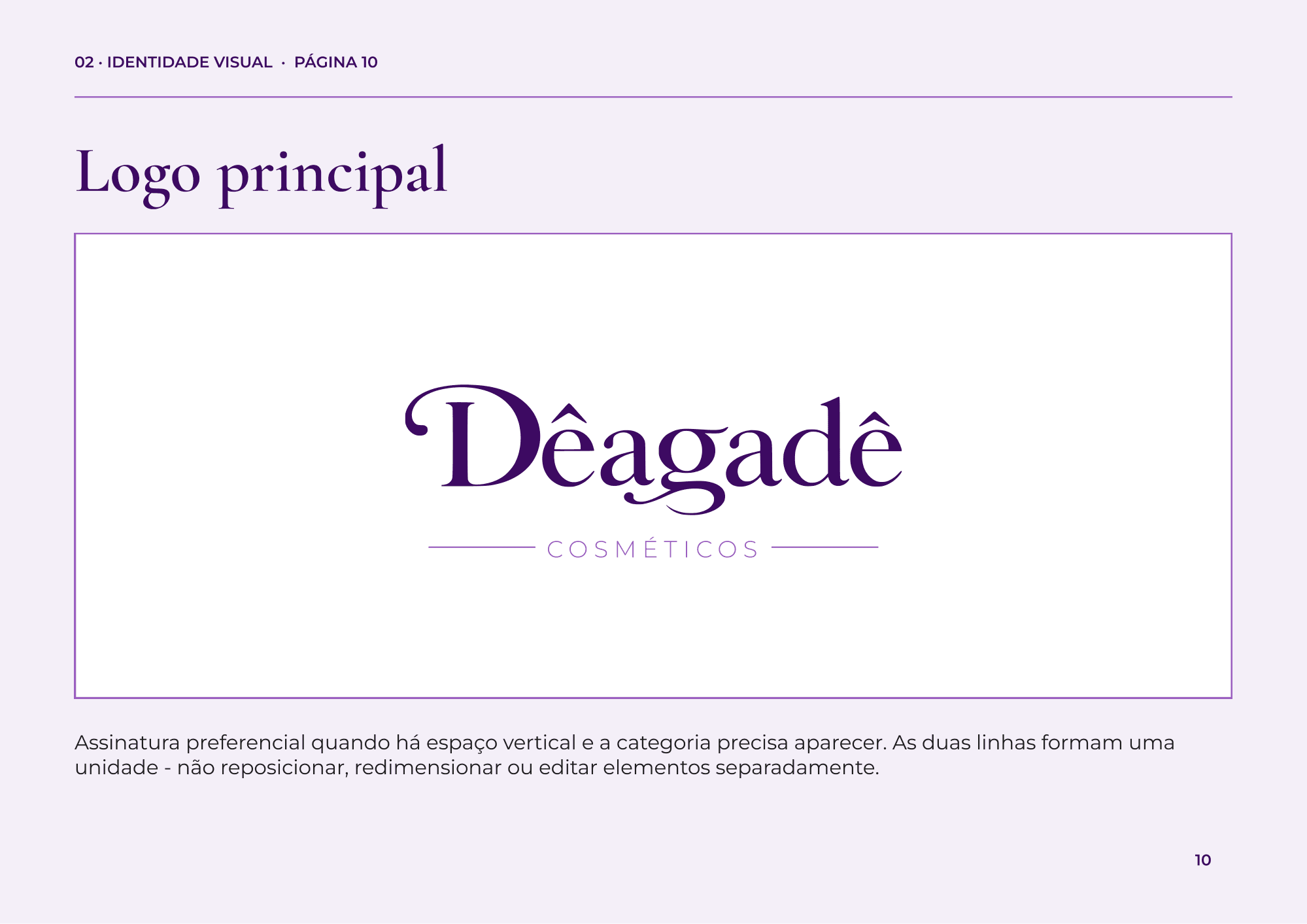 Página do logo principal da Dêagadê, com o logotipo empilhado sobre fundo branco